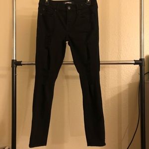 Express Mid Rise Distressed Legging Black